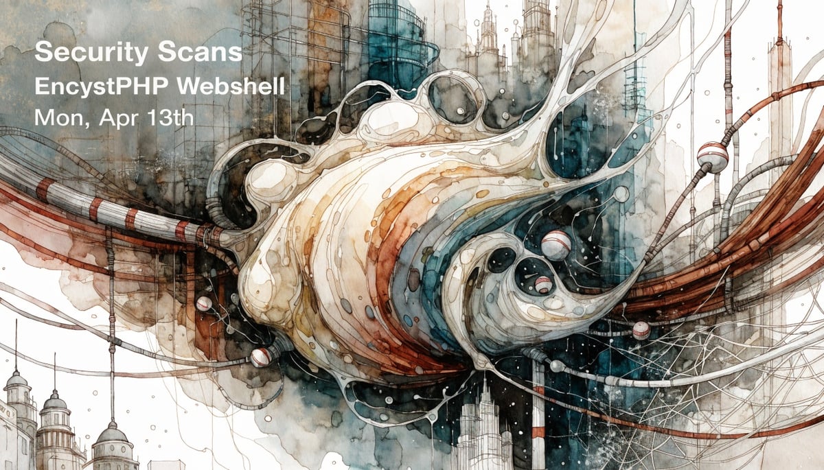 Conceptual image illustrating EncystPHP webshell scans targeting professional service firms for enhanced cybersecurity and data protection.