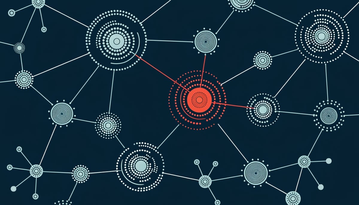 Conceptual image illustrating cybersecurity threats and data protection vulnerabilities in email and networking systems.