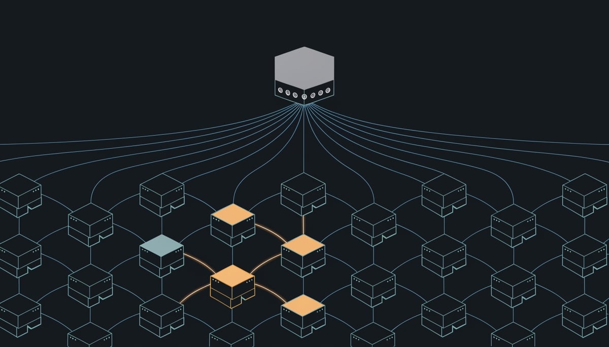 Isometric diagram of malicious AI Sidebar Chrome extension spreading to enterprise browser endpoints via CDN updates