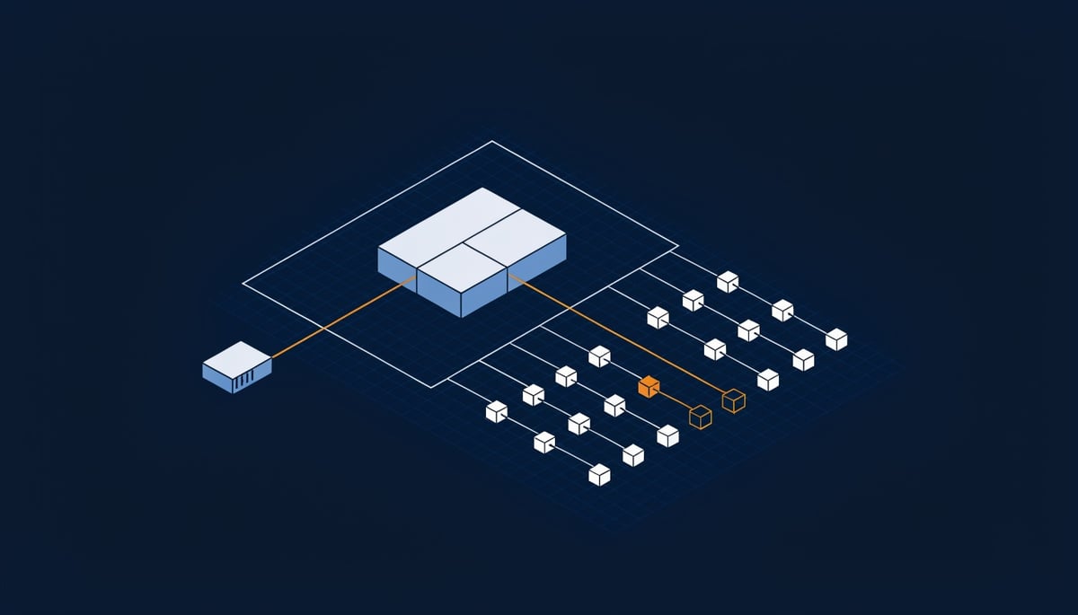 Isometric diagram of trojanized TrueConf client installers spreading from a compromised on-premise server to endpoints