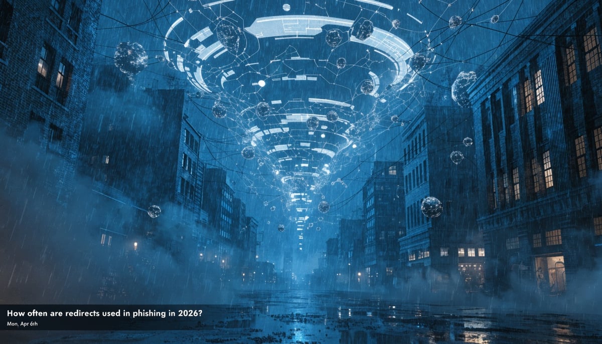 Conceptual image of cybersecurity threats, highlighting phishing redirects targeting enterprise users for data protection.