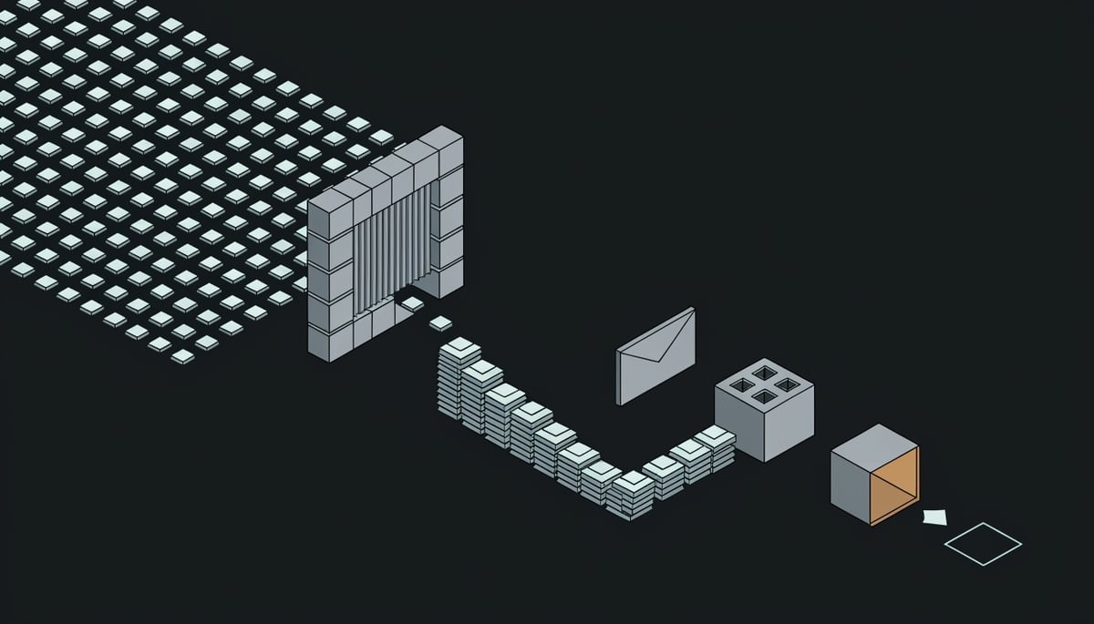 Isometric diagram of Operation ASTERIX crypto fraud pipeline: bulk phone data filtered to validated wallet victims