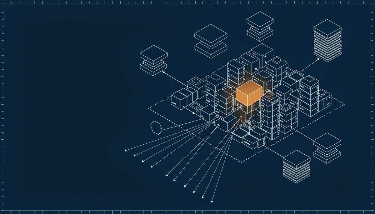 Isometric blueprint of criminal bulletproof hosting infrastructure targeted by authorized hack-back operations against Scattered Spider