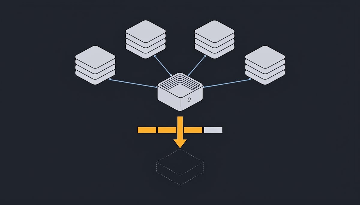 Isometric diagram of CLOSEDQUORUM implant polling four AI model APIs for C2 tasking instead of an attacker server