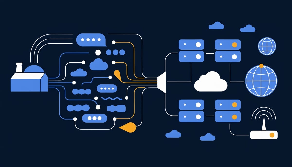 Conceptual image illustrating cybersecurity threats from a malicious domain factory targeting finance and crypto sectors.