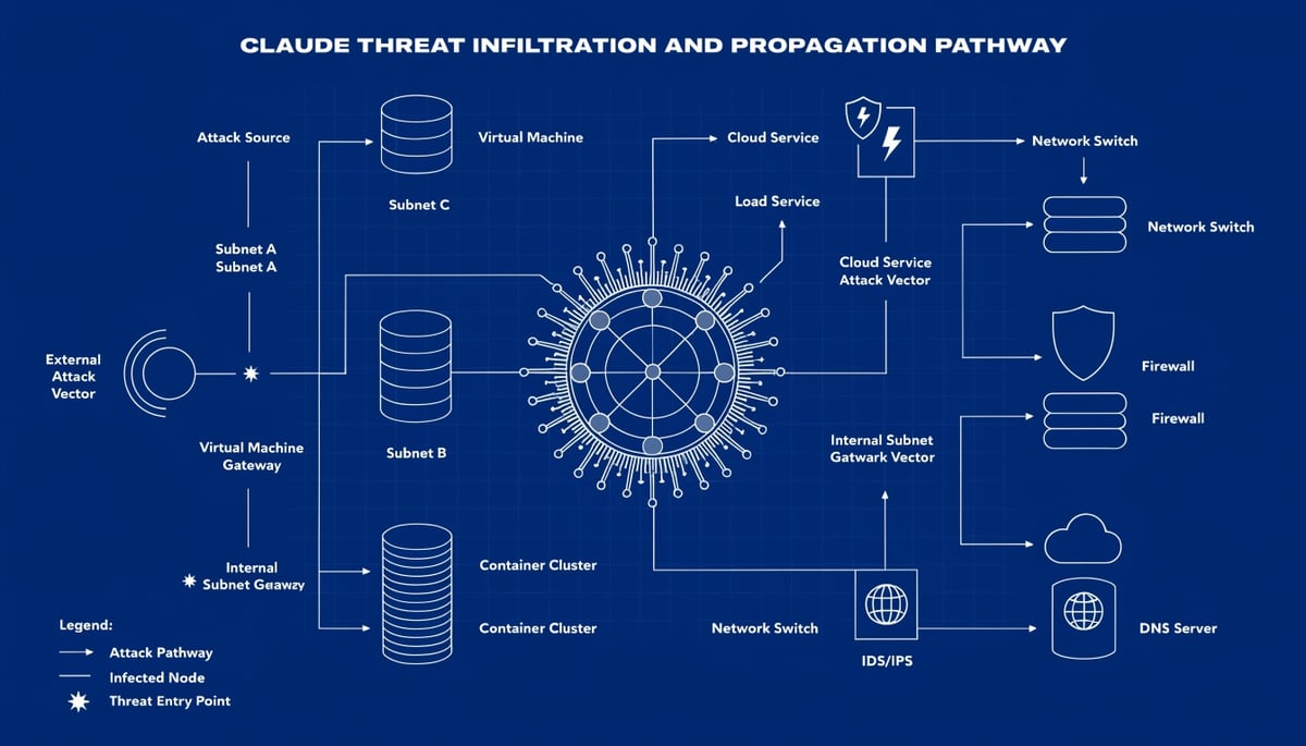 Conceptual image of cybersecurity scanning for unauthorized AI models, highlighting threat vectors and data protection.