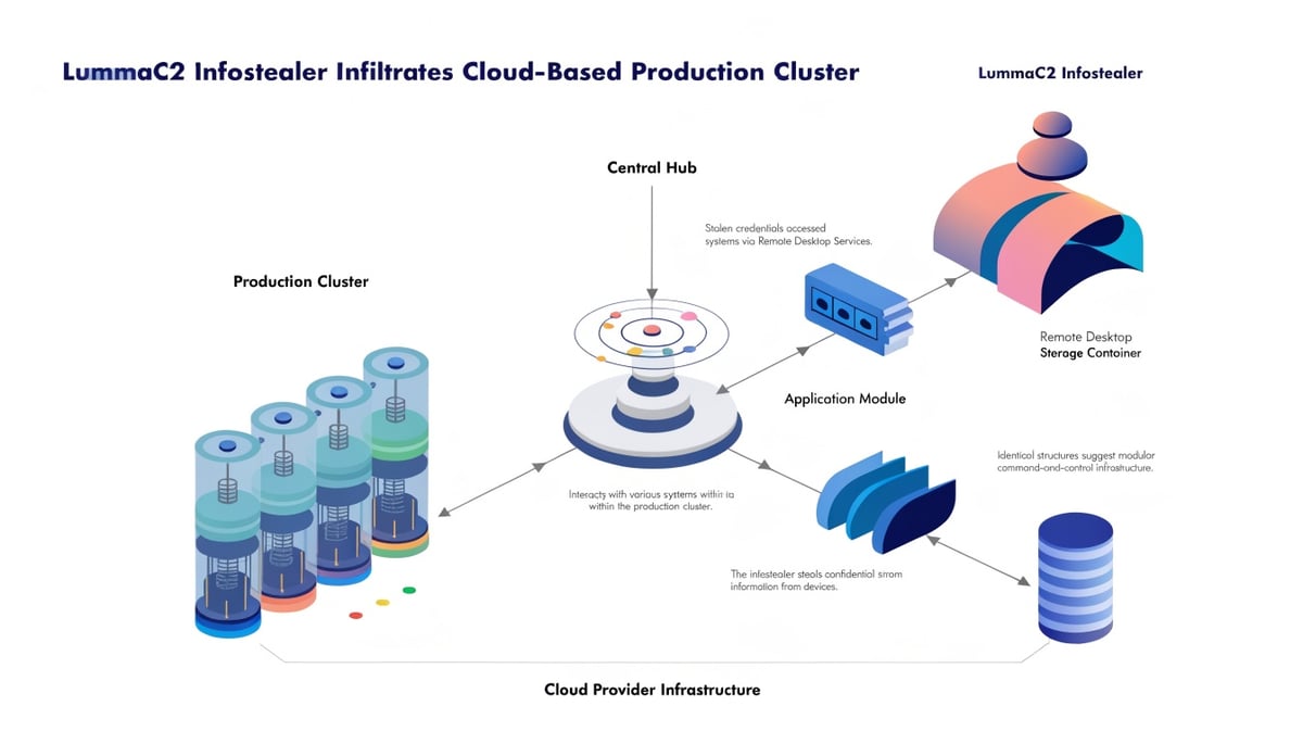 Conceptual image illustrating cybersecurity threats from ClickFix malware and LummaC2 infostealer in digital security.