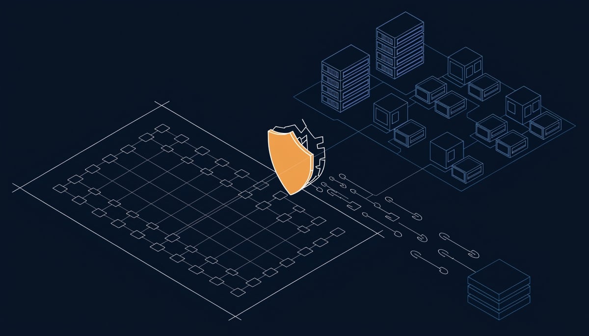 Isometric blueprint of a compromised Fortinet edge firewall leaking credentials in the FortiBleed campaign