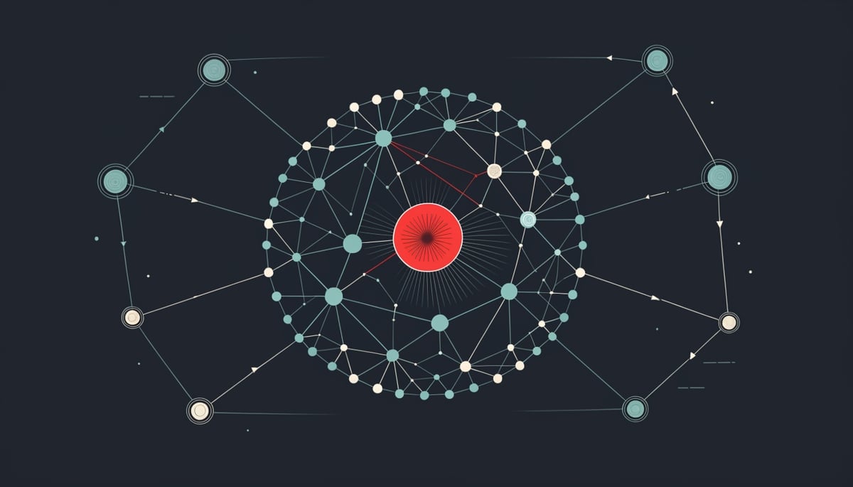 Conceptual image of cybersecurity operation disrupting threat vectors, enhancing data protection for WordPress sites.