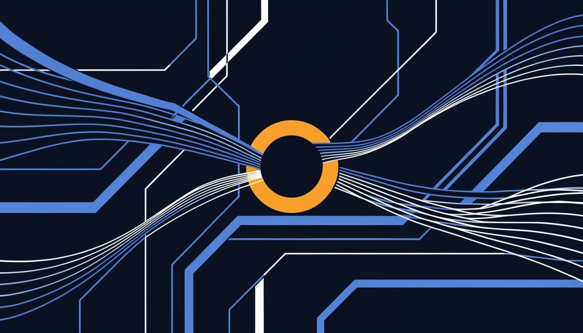 Conceptual image illustrating stack string obfuscation in cybersecurity, highlighting threat vectors and data protection challenges.