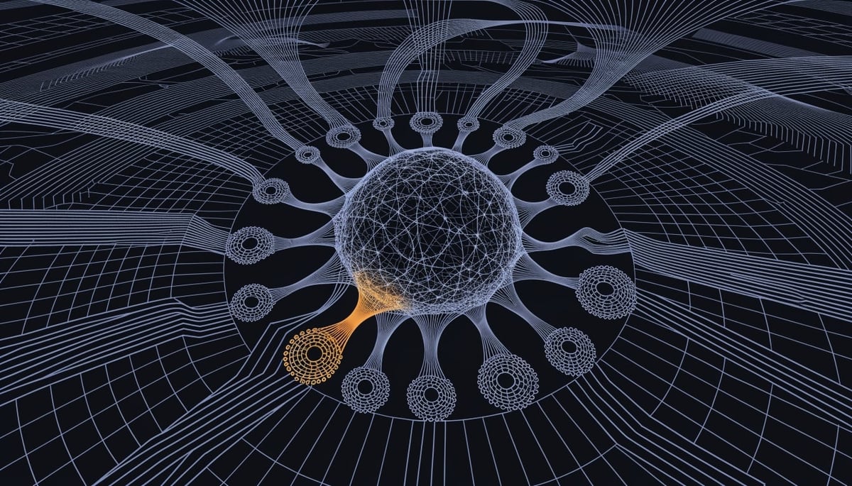 Conceptual image showing cybersecurity threat vectors with RAT delivery via Blockchain C2 for data protection and digital security.