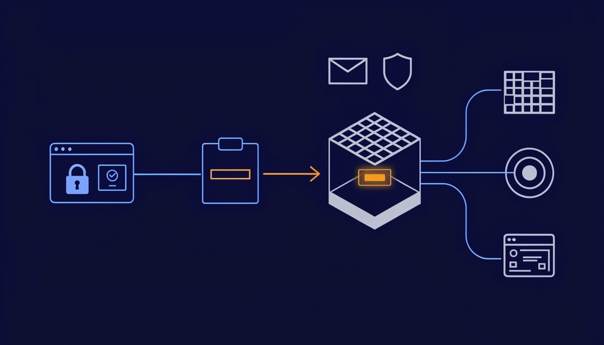 ClickFix attack chain diagram: clipboard command pasted into Windows Run dialog bypassing email and firewall controls