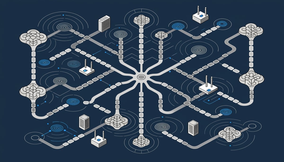 Conceptual image depicting cybersecurity threats and AI agent failure modes in digital security assessments and data protection.