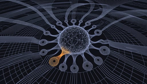 Conceptual image showing cybersecurity threat vectors with RAT delivery via Blockchain C2 for data protection and digital security.