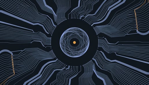 Conceptual image depicting cybersecurity threat with HollowGraph Malware hiding data in Microsoft 365 events dated 2050.