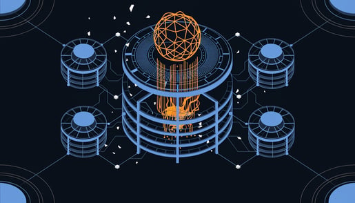 Conceptual image of automated red-teaming in cybersecurity, highlighting threat vectors and data protection for AI applications.
