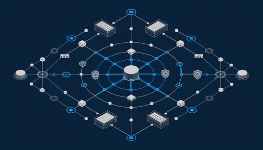 Professional cybersecurity illustration showing Evilginx phishing targeting Microsoft 365 due to server misconfiguration, emphasizing data protection and digital security.