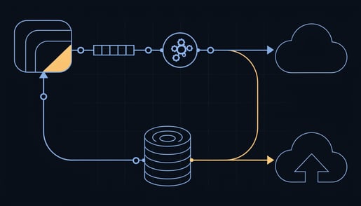 Blueprint diagram showing hidden prompt injection instruction passing a filter and redirecting data to an unmanaged AI app