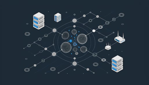 Conceptual image illustrating NAPTR Records' role in RCS and DNS spoofing attacks on enterprise networks, highlighting cybersecurity threats.