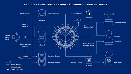 Conceptual image of cybersecurity scanning for unauthorized AI models, highlighting threat vectors and data protection.