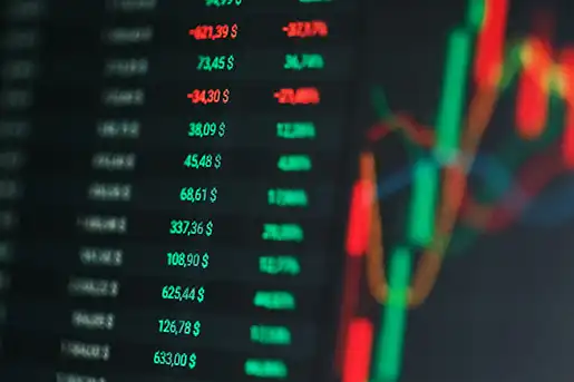 Real-time financial market data monitoring showing stock prices and trading activity for compliance and security oversight